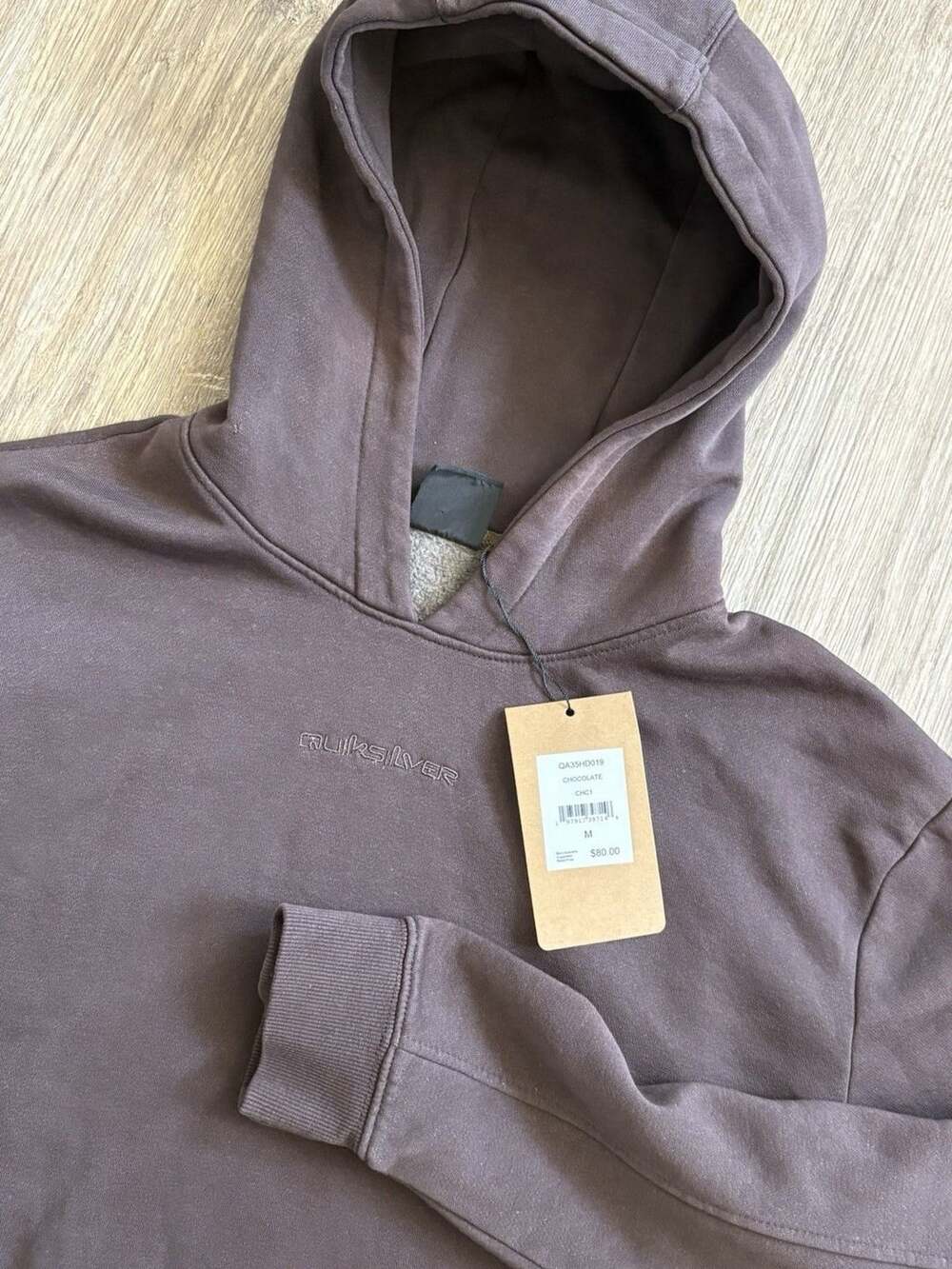 Quiksilver Hoodie Mens M Chocolate Expedition Performance Sweatshirt NWT $80